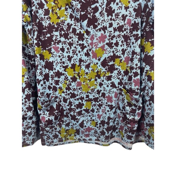 LOGO Lori Goldstein 2X Floral Print Shawl V-Neck Tunic Top Burgundy Blue Pockets - Picture 4 of 14